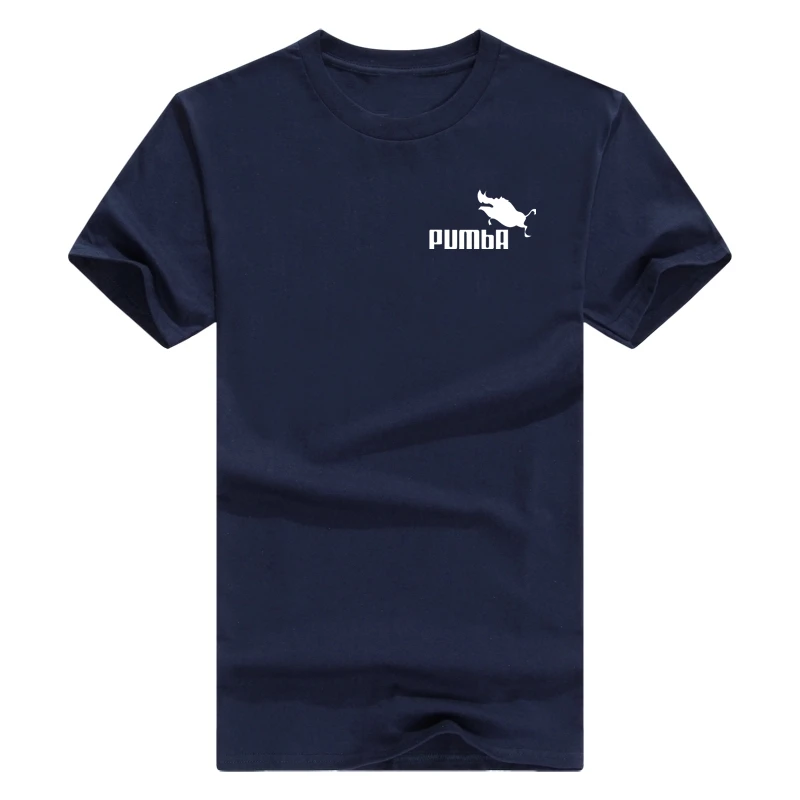 Модная мужская футболка из хлопка, летняя футболка для мальчиков, футболка для катания на коньках, топы, workou, футболка с коротким рукавом и буквенным принтом pumba - Цвет: x-navy-b