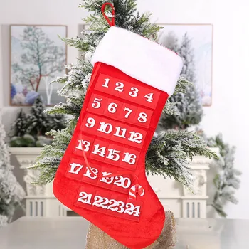 

Behogar Christmas Countdown Advent Calendar Cute Xmas Stocking Hanging Ornament with 24 Days Pockets for Kids Home Decorations