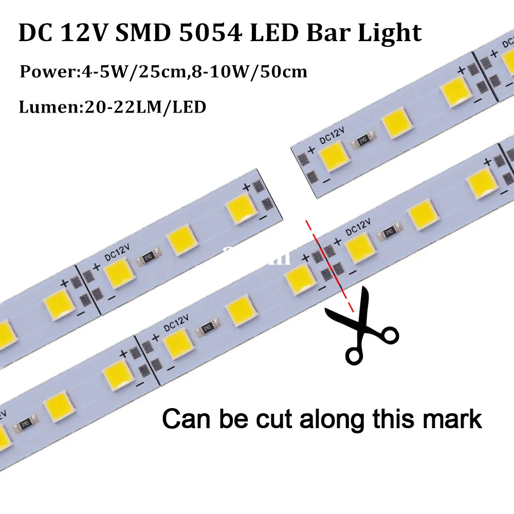 LED Cabinet Light LED Light LED Light Bar DC 12V Led Hard Bar Strip Light 25cm 50cm SMD 5054 Aluminium Rigid Strip Kitchen Under Cabinet Lamp