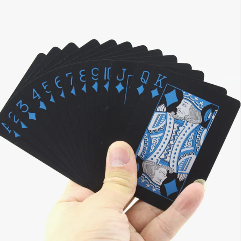 Quality Waterproof Plastic Playing Cards Trend PVC Poker Card Classic Magic Tricks Tool Pure Black Magic Box Card Game