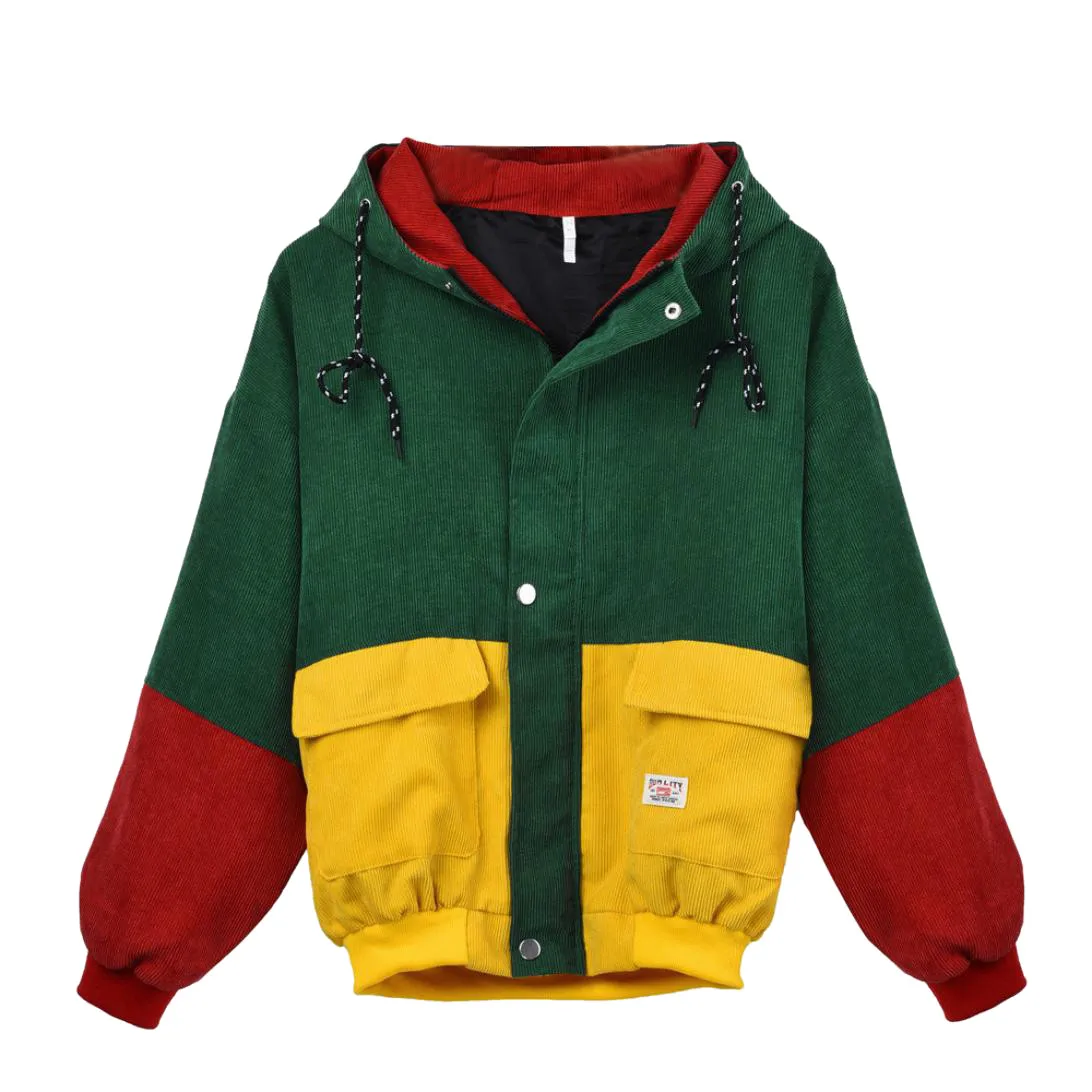 

Winter Warm Hooded Jacket Women Long Sleeve Corduroy Patchwork Oversize Jacket Windbreaker Coat Overcoat For Girls Student #45