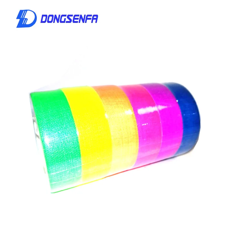 DONGSENFA 6 рулонов/комплект флуоресцентная УФ-хлопковая лента матовая Ночная самоклеящаяся светящаяся темно-яркая Предупреждение ющая лента для вечерние полы