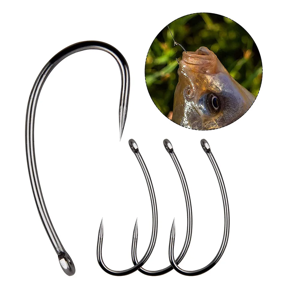 UCNOGIM 18 Pcs Carp Fishing Hair Rigs, Carbon Steel Curved Barbless Carp Hook Braid Carp Rigs Swivel Boilies Fishing Rigs With 3 Pieces Of Bait Stoppers For Carp Fishing, Size#6#8#10