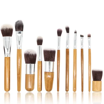 

11 pcs Bamboo Handle Makeup Brush Set Linen Bag Packaging Beauty Tools Multi-Function Makeup