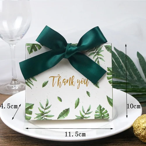 Green Thank you 10 шт. мраморная Текстурная бумага коробка с лентой специально спасибо Фламинго Свадебная коробочка для сладостей подарочная коробка украшение для вечеринки в день рождения - Цвет: Green Thank you