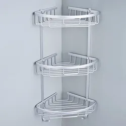 Bathroom Punch Free Aluminum Triangular Rack Storage Organizer Corner Shelf For Shampoo Soap Cosmetic Basket Holder