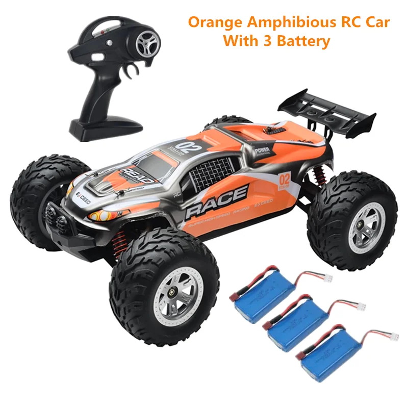 1:12 RC Дрифт гоночный высокоскоростной амфибия RC автомобиль 4WD высокопроизводительный Багги IP4 водонепроницаемый максимальная скорость 40 км/ч большая шина RC автомобиль - Цвет: Orange car 3battery