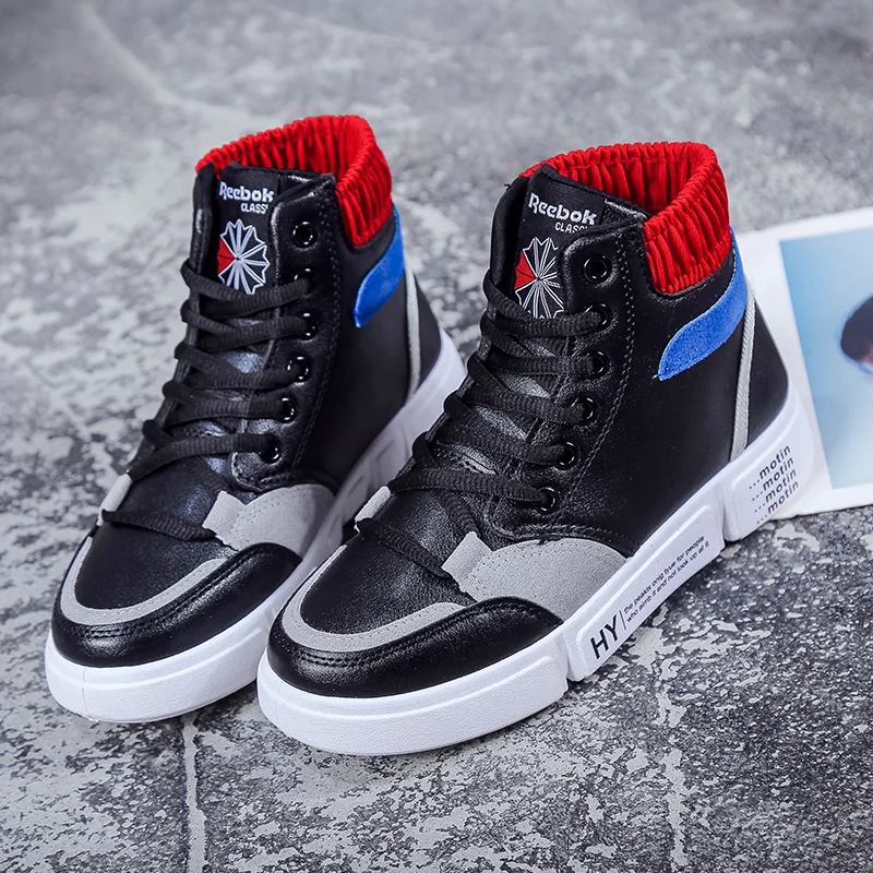 

2019 Autumn Winter Woman Breathable High Top walking Shoes Women Casual Shoes Platform Hidden Increasing Sneakers Leather Shoes
