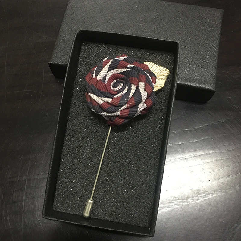 No BOX Brooches Мужчины женщины сплав лацкан булавка брошь бижутерия свадьба клуб вечерние костюм рубашка куртка пальто плед полосатый броши в форме цветка розы корсаж - Цвет: No BOX Brooches