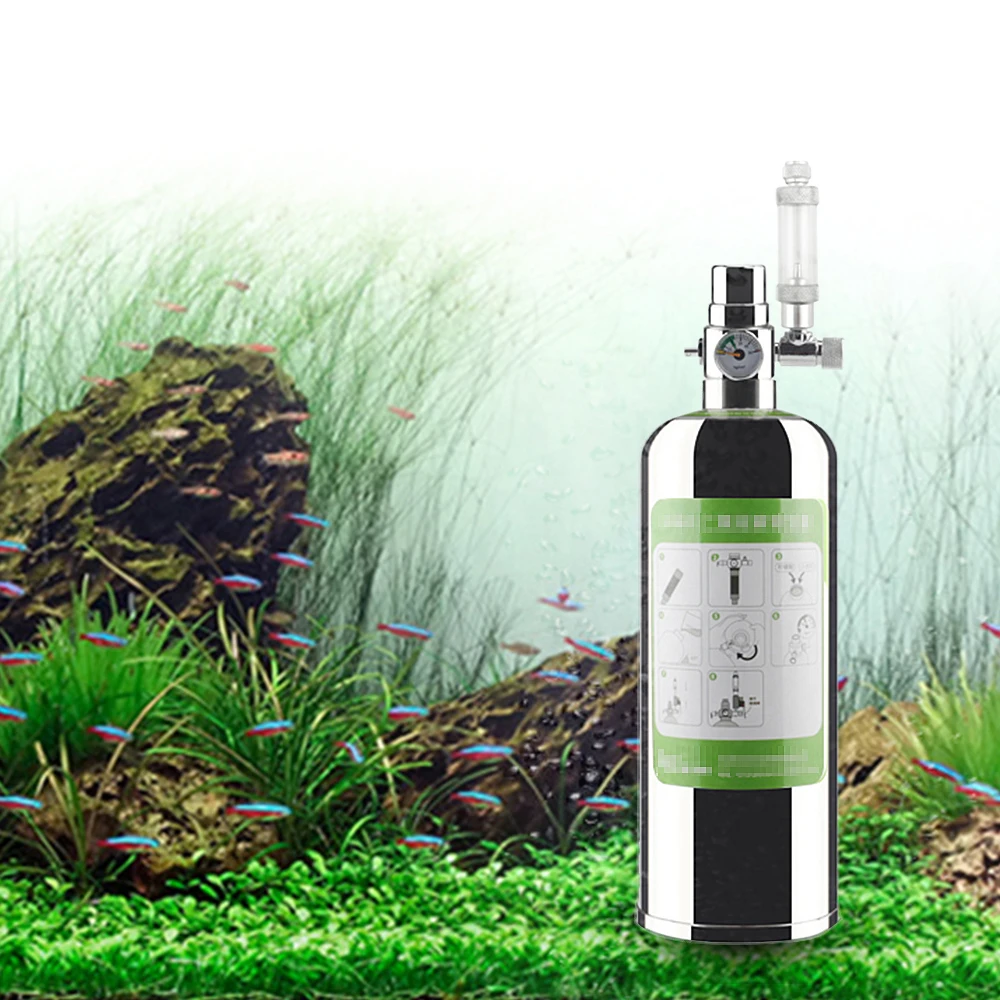 4L Aquarium CO2 Generator System Kit CO2 Stainless Steel Cylinder Generator System with Bubble Diffuser Carbon Dioxide Reactor