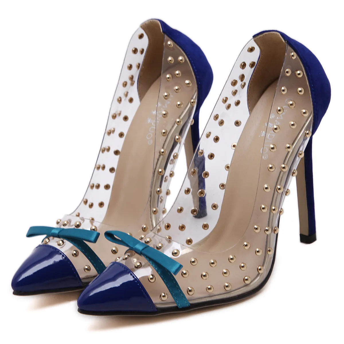 LTARTA/; женские туфли-лодочки с заклепками и прозрачными заклепками; тонкие туфли с острым закрытым носком на высоком каблуке; женская обувь; DF-jum633