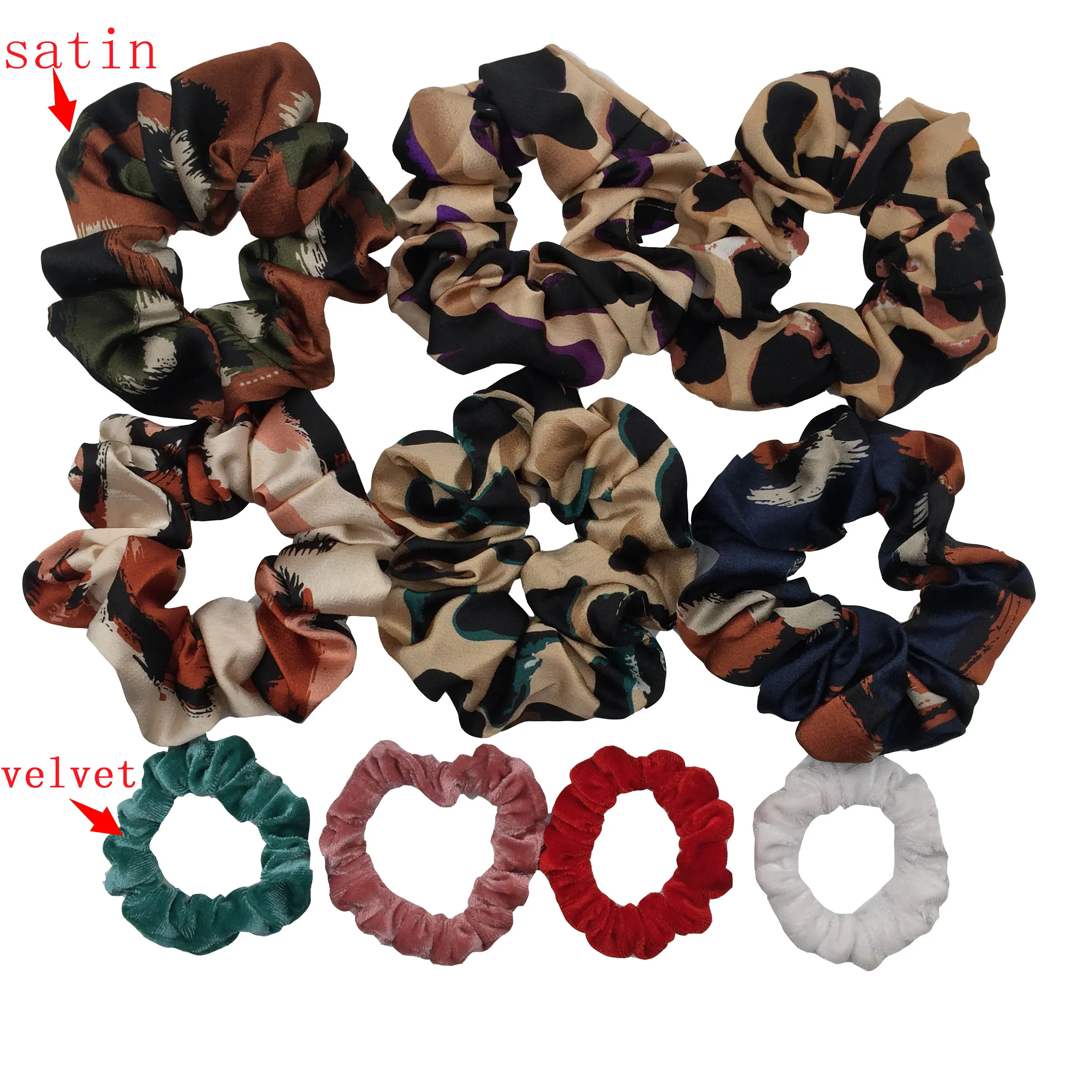 PJ027-10PCS 10 шт./партия мягкий шифон бархат резинка для волос хвостик цветочный сцепление петля держатель эластичные волосы группа связей аксессуары leopard - Цвет: PJ027-10PCS