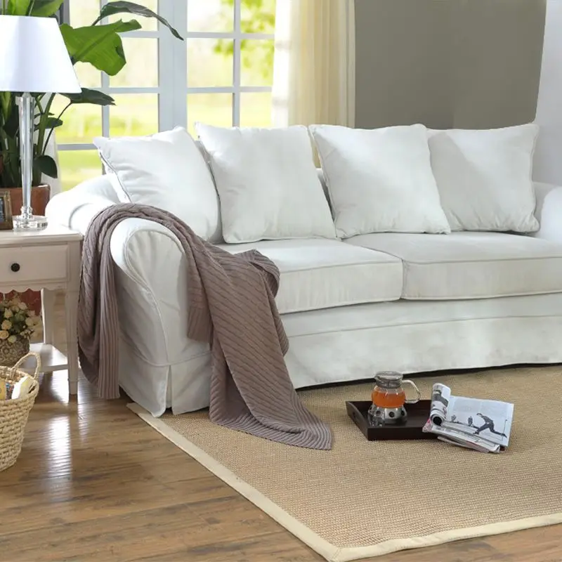 Настраиваемые полосы трава ткачество американский стиль прямоугольник гостиной диван журнальный столик чистый натуральный ковёр из сизаля ковер