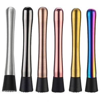 

8" Long Stainless Steel Cocktail Muddlers Mixer Barware Cocktail DIY Drink Fruit Muddler Crushed Ice Barware Bar Tool