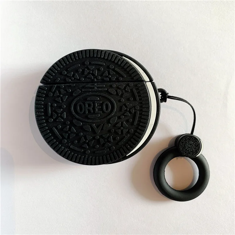 white Забавные 3D чехлы для наушников Oreo с кольцом для Apple Airpods 1/2, милые силиконовые защитные чехлы для наушников - Цвет: white
