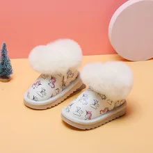 Bottes d'hiver en fourrure pour petites filles, de marque, en cuir véritable, motif licorne mignon, pour nouveau né, 2021, E10103 