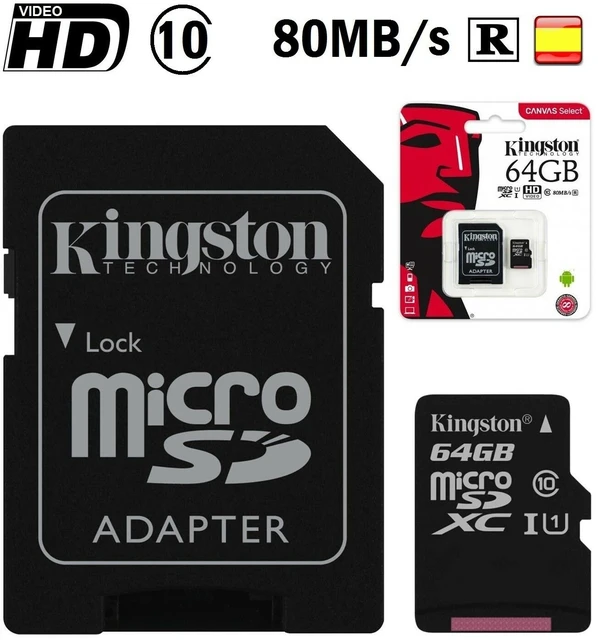 Tarjeta de memoria Micro SD 64GB Kingston memory card class 10 HD video  80mb/s - AliExpress