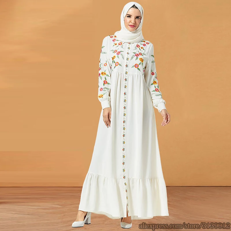 Белое мусульманское платье для женщин Дубай Абая турецкие платья ХИДЖАБ КАФТАН Marocain кафтан халат ислам одежда Абая s Arabische Kleding
