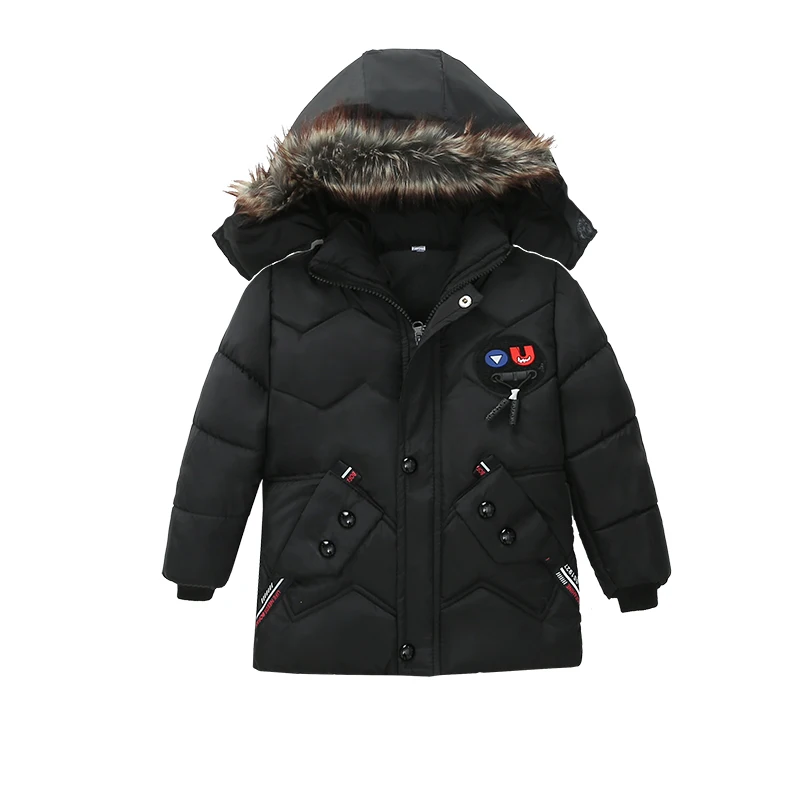 Black Kids Winter Jackets Autumn Jacket For Boys Coat Baby Boy Jackets Boys Thick Hooded Warm Outerwear Children Clothes Coat 2-5 year - Цвет: Black