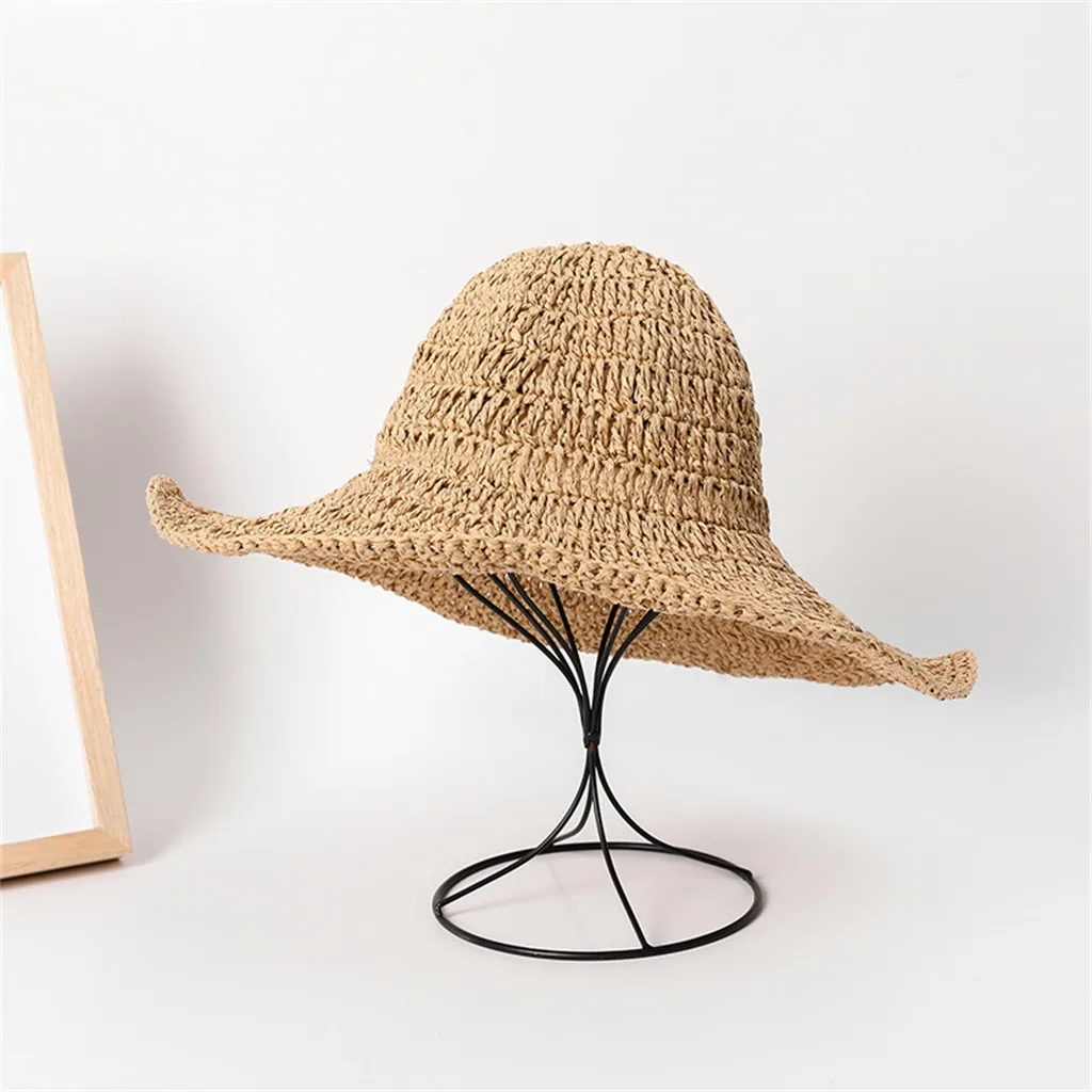 Женская большая соломенная шляпа от солнца, Пляжная летняя шляпа, складная сетчатая пляжная шляпа для путешествий, для отдыха, крутая кепка для женщин, летняя пляжная шляпа