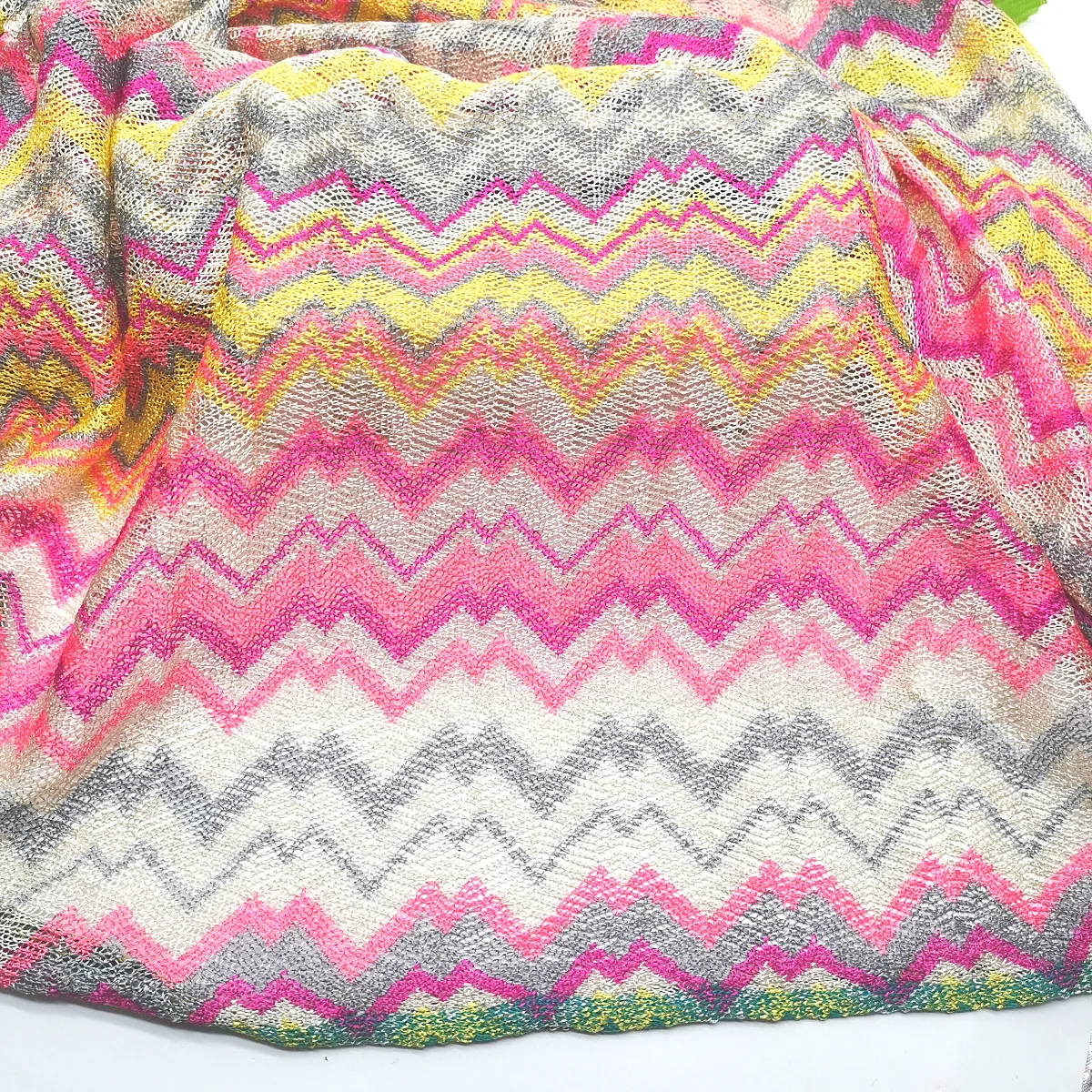 Description Picture 5 of itemKnitted Lace Fabrics Zig Zag Wave Striped Lace Crochet Mesh Fabric Diy Fashion Cloth 150CM