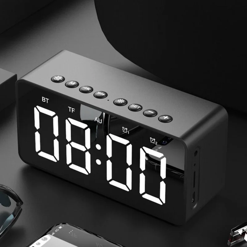 AEC Многофункциональный портативный Будильник Bluetooth динамик с Bluetooth/TF картой/AUX режим светодиодный цифровые настольные часы домашний декор