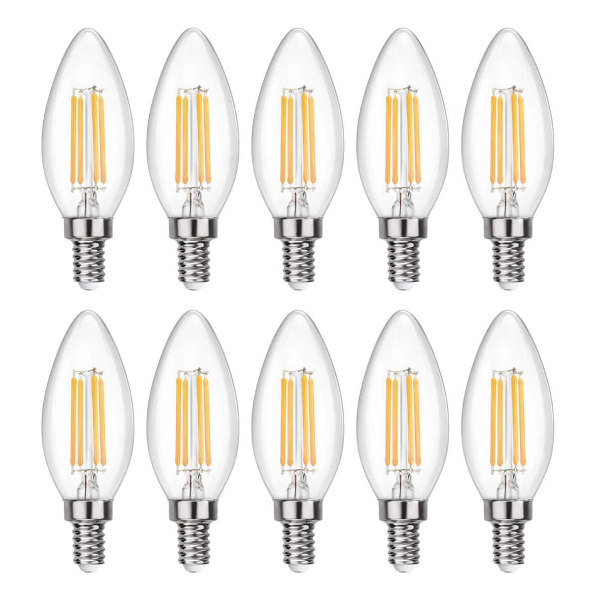 Yaeer 4 Вт Светодиодный лампочки накаливания E12 База 120V B11 декоративная свеча лампы 2700K теплый белый Светодиодный лампа для светильника 10 шт. в комплекте