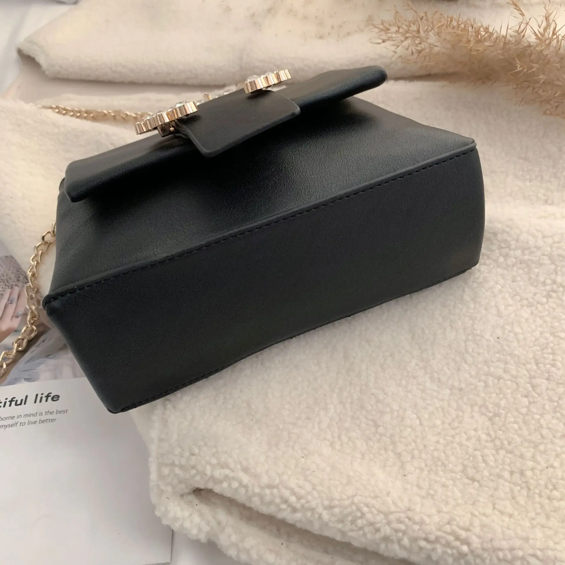 

2019 New Style Festive Square Sling Bag Debutante-Style Rhinestone Evening Bag Shoulder Diagonal WOMEN'S Bag