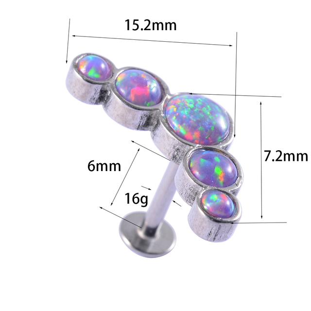 Purple Opal Stone Ear Tragus Cartilage Stud Industrial Conch Daith Ring Nose Lip Nipple Tongue Barbell Piercing Jewelry