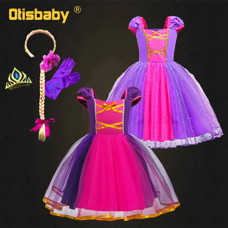Год карнавальный костюм на Хэллоуин; костюм для девочек; для детей ясельного возраста для девочек в стиле Рапунцель платье Фиолетовый Детские София платье на год; вечернее платье для маленьких девочек, детские вечерние платья