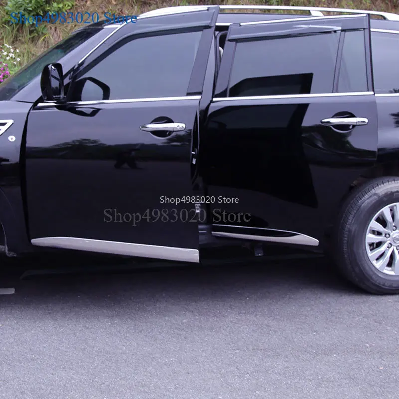 Для Nissan PATROL Y62 2010- Infiniti QX56 QX80 ABS Хромированная Боковая дверь молдинги корпуса защитный вкладыш гарнир крышка планки 4 шт
