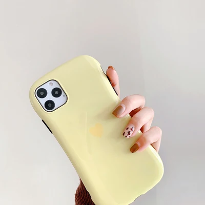 Цвет: желтый От Jenny простой сплошной цвет для iPhone 11 Pro x xr xs max 7 8 Plus глянцевый любовь мобильный телефон Силиконовый защитный мягкий чехол - Цвет: Цвет: желтый