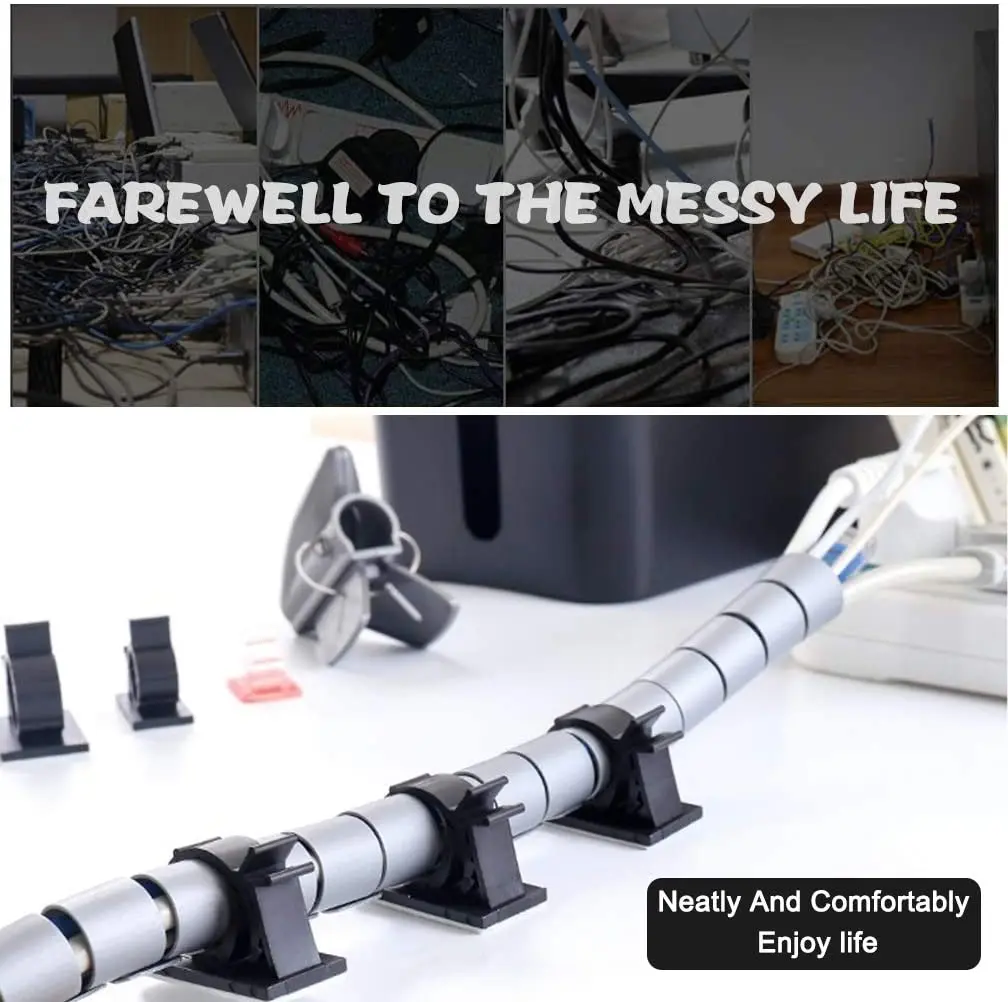 Description Picture 3 of item10PCS Adjustable Self-Adhesive Cable Organizer Clips Wire Ties Mounts Clamp Clips Organizer Desk Cable Cord Management Holder