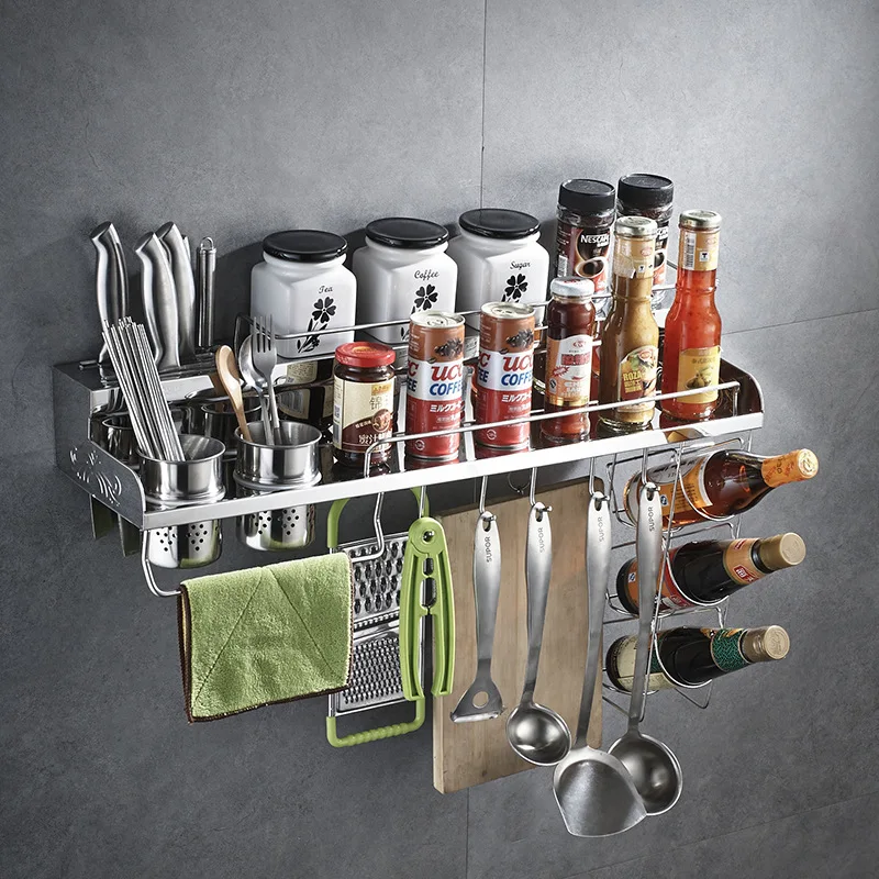 

Consignment SUS304 Stainless Steel Knife Rest Hole Punched Kitchen Storage Shelf Kitchen Storage Hardware Wall Hangers Wholesale