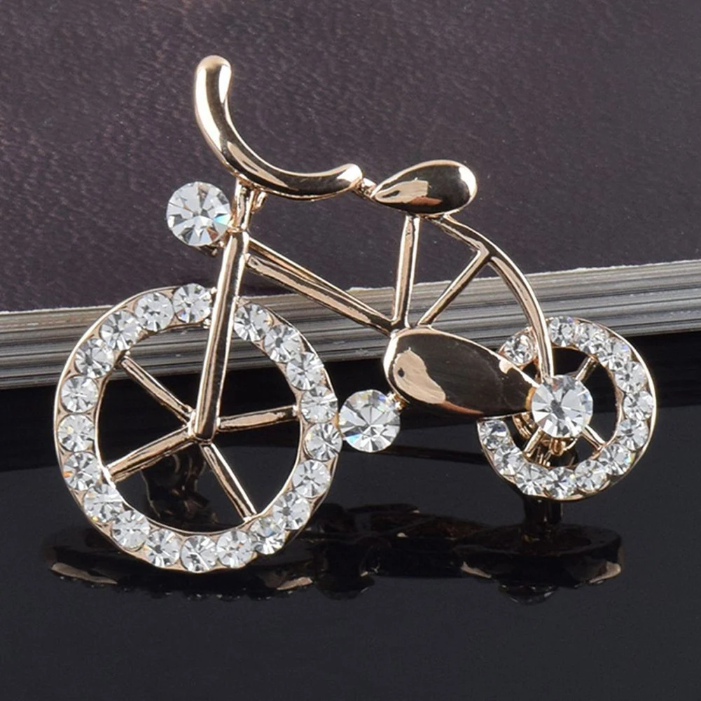 Rhinestone Bicycle Bike Shape Brooch Pin Jewelry Jacket Scarf Collar Bag Gift