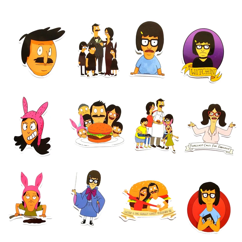 34 шт. Bob's Burgers мультфильмы стикер s детская игрушка наклейка для DIY багаж ноутбук настенный автомобиль телефон водонепроницаемый стикер