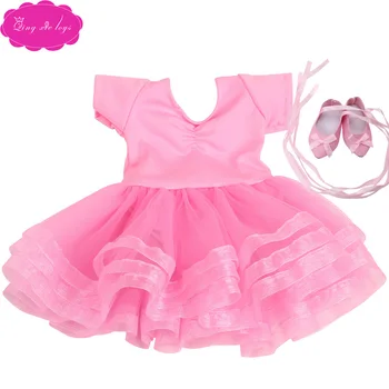 

18 inch Girls doll Ballet dress Princess evening gown with shoes American newborn skirt Baby toys fit 43 cm baby dolls c109