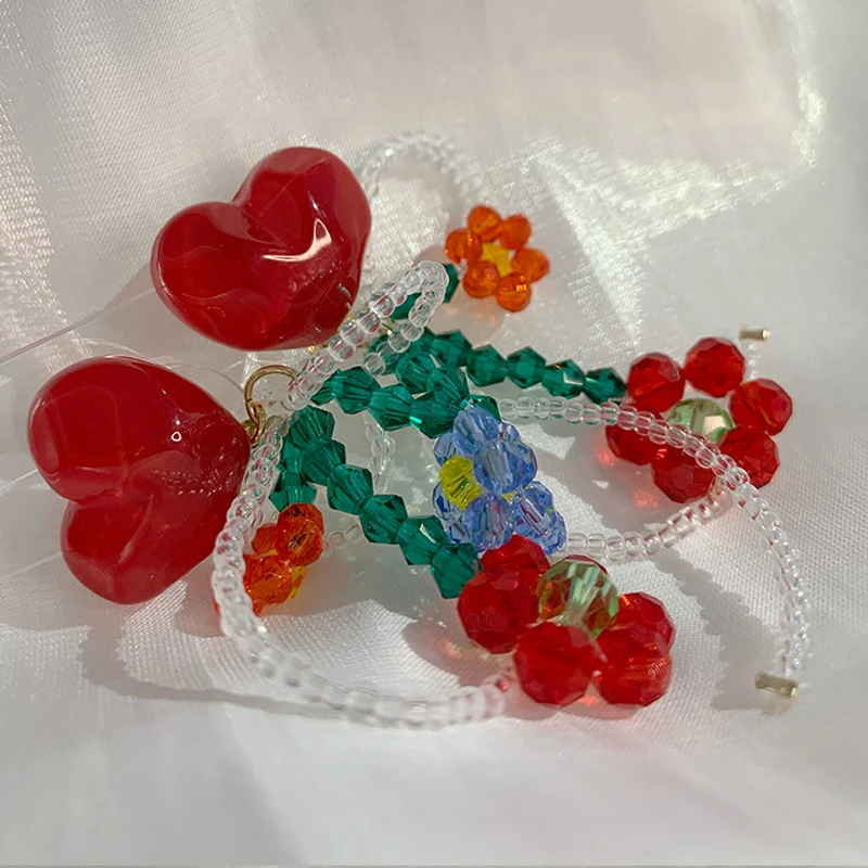 Handmade Crystal Beads Flower Drop Earrings - Image 4