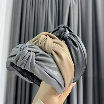 

CHENYAN New Women Headband Lady Knotted Hairband Fashion pu Headwear XLFG1937