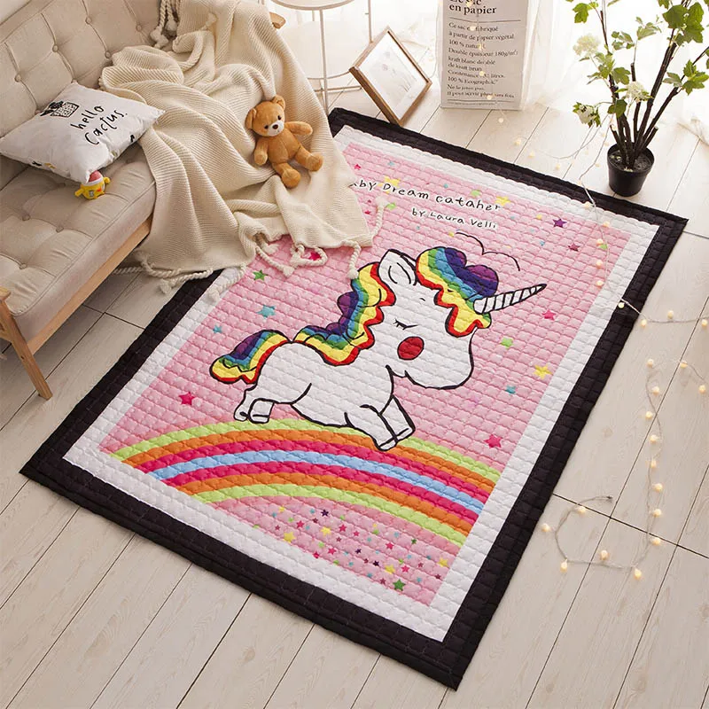Красный 145X195 см игровой коврик мультфильм животное Детская мозаика прямоугольник одеяло хлопковый пол коврик, мат детский игровой коврик дети развивающий тренажерный зал игры - Цвет: Красный