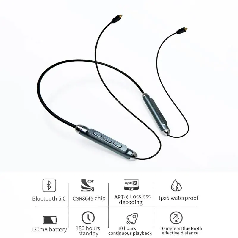 

APTX Bluetooth 5.0 Hifi Headphone Upgrade Line CSR8645 Chip Supports APTX AAC Lossless Decoding MMCX cable Change Line