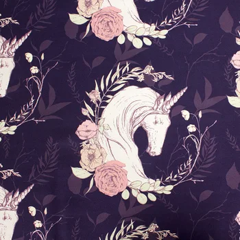 

142cm Wide Sweet Unicorn Printed Textile Polyester Chiffon Fabric Patchwork Sewing Material DIY Making for Garment Dress Bags