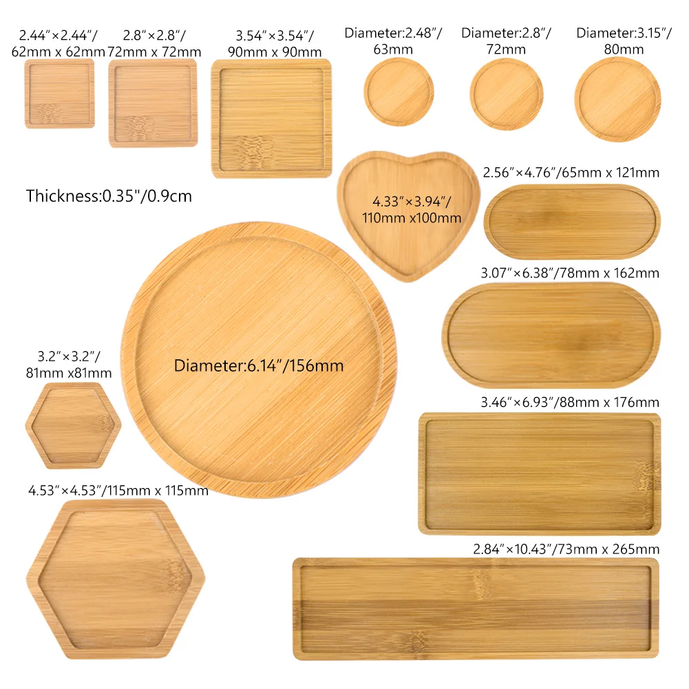 

WITUSE Decoration Crafts Bamboo Round Square Bowls Plates Desktop Bonsai PotsPots Trays Base Flower Planters Bamboo Stand