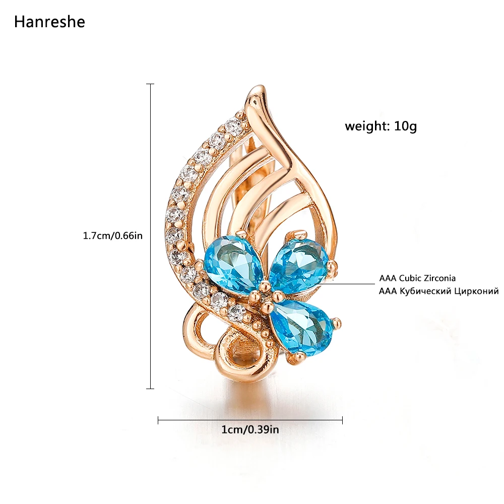 Hanreshe Exquisite Crystal Zircon Gold Color Female Girl Quality Earrings Jewelry For Wedding Dress With Accessories