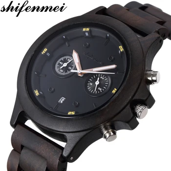 

Shifenmei Wooden Watches Men's Watch Date Clock Male Multi-function Sports Watch Men Quartz Casual Wrist-Watch Relogio Masculino