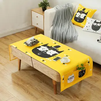 

Tea Table Cloth with Feather Print, Waterproof Lounge Tablecloth with Rectangular Print, Tea Table Cloth, Home Protection