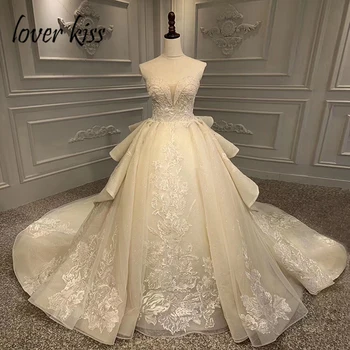 شراءعاشق قبلة Vestido دي Noiva ريال صور فاخر الزفاف فساتين الزفاف فستاين سهرة/فساتين الحفلات الحبيب الرباط يزين الزفاف أثواب مخصص