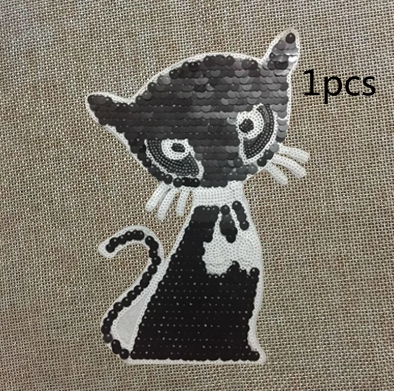2 шт. Блестящий патч с рисунком кота для DIY одежды футболки и куртки - Цвет: a-1pcs