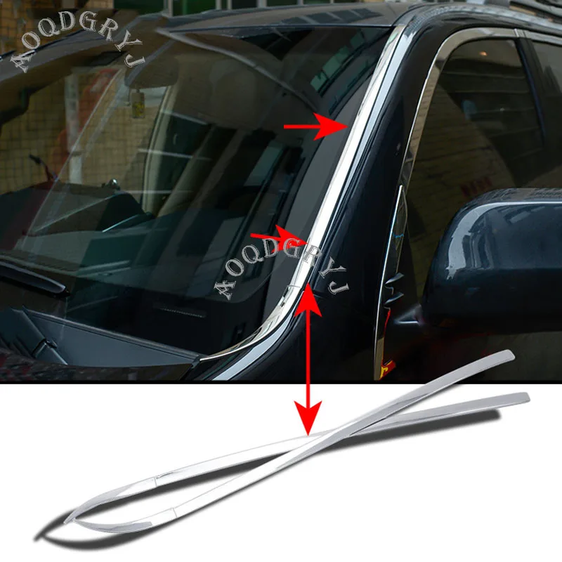 

Car Styling Accessories Chrome Stainless Steel 2010-2019 For Toyota Land Cruiser Prado 150 Front Windshield Molding Trim Strips