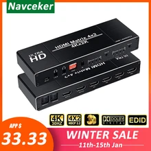 2020 melhor 4k 4x2 switcher do divisor do interruptor da matriz de hdmi edid que ajusta o interruptor 4x2 de hdmi com spdif duplo & a matriz ótica de toslink hdmi